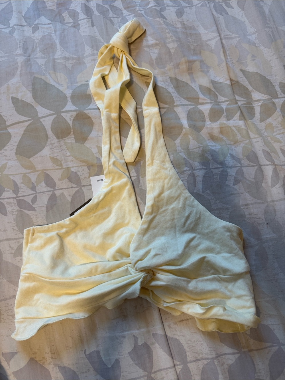 Tiger Mist Yellow Tie-Front Halter Bralette - Women Intimates